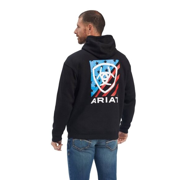 Ariat Mens Americana Block Sweatshirt Hoodie Logo XXL or 3XL Patriotic Stars - Picture 3 of 8